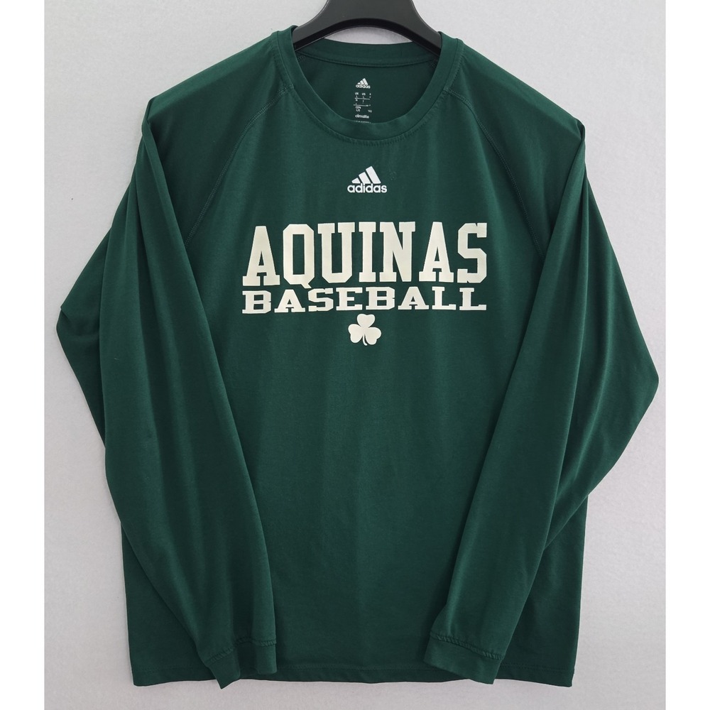 Adidas Aquinas Baseball Climalite Mens Long Sleeve Shirt Size Large Green